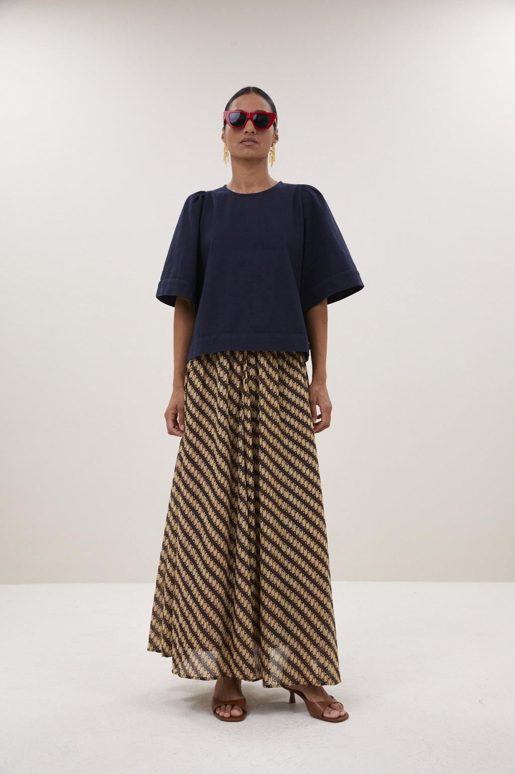 Blouses korte mouw navy by-bar