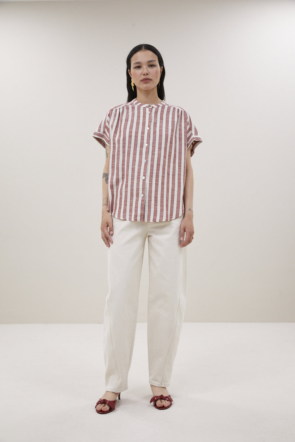 Blouses korte mouw rood by-bar