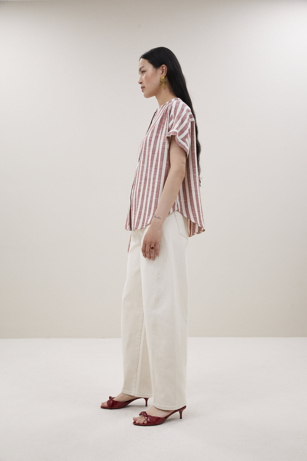 Blouses korte mouw rood by-bar