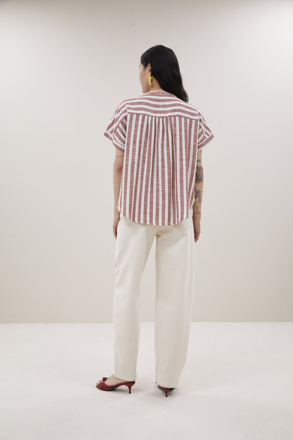 Blouses korte mouw rood by-bar