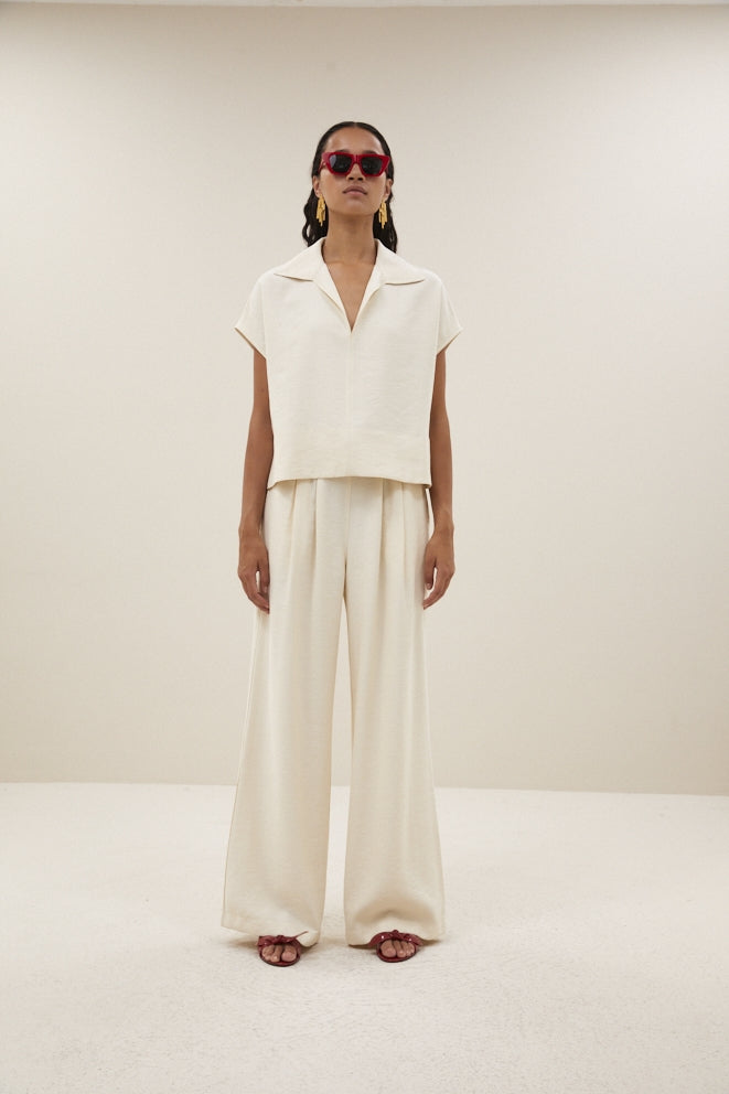 Blouses korte mouw beige by-bar