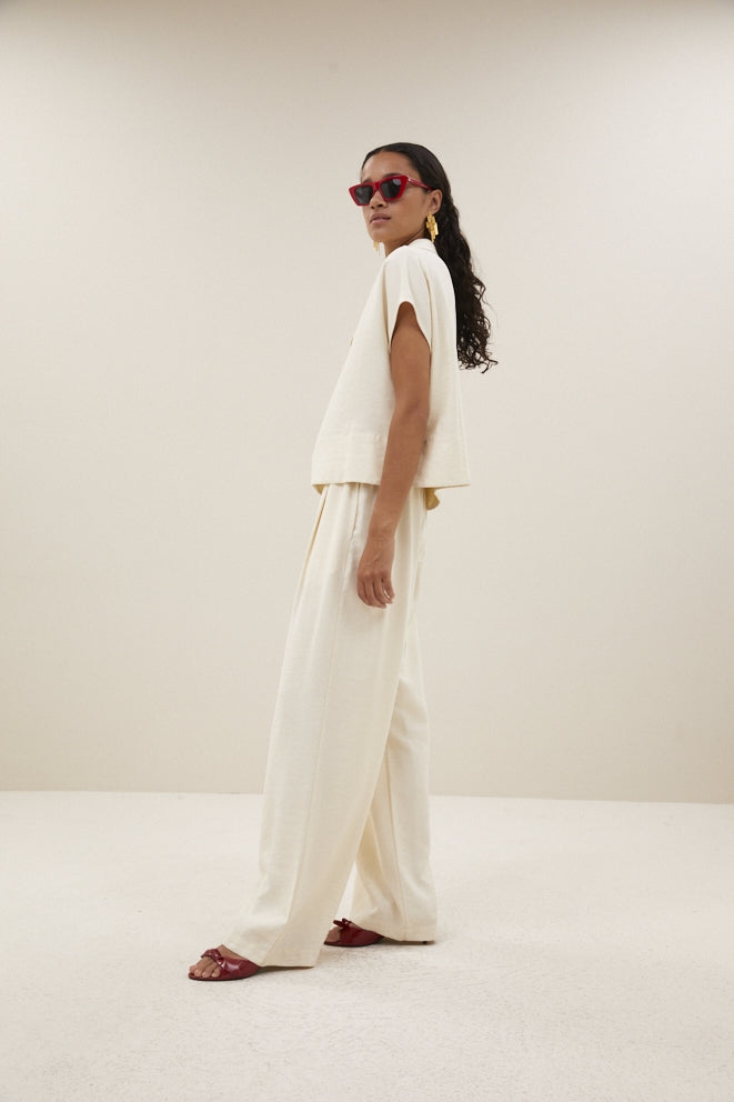 Blouses korte mouw beige by-bar