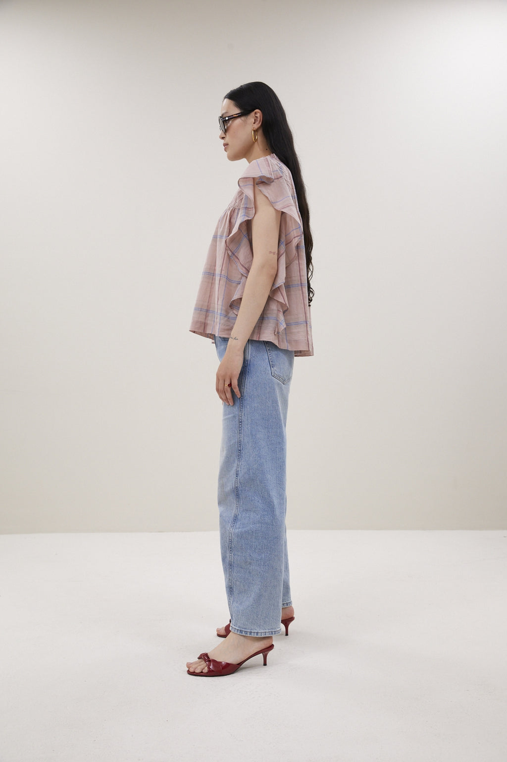 Blouses korte mouw roze by-bar