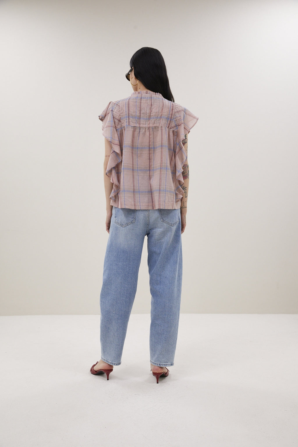 Blouses korte mouw roze by-bar