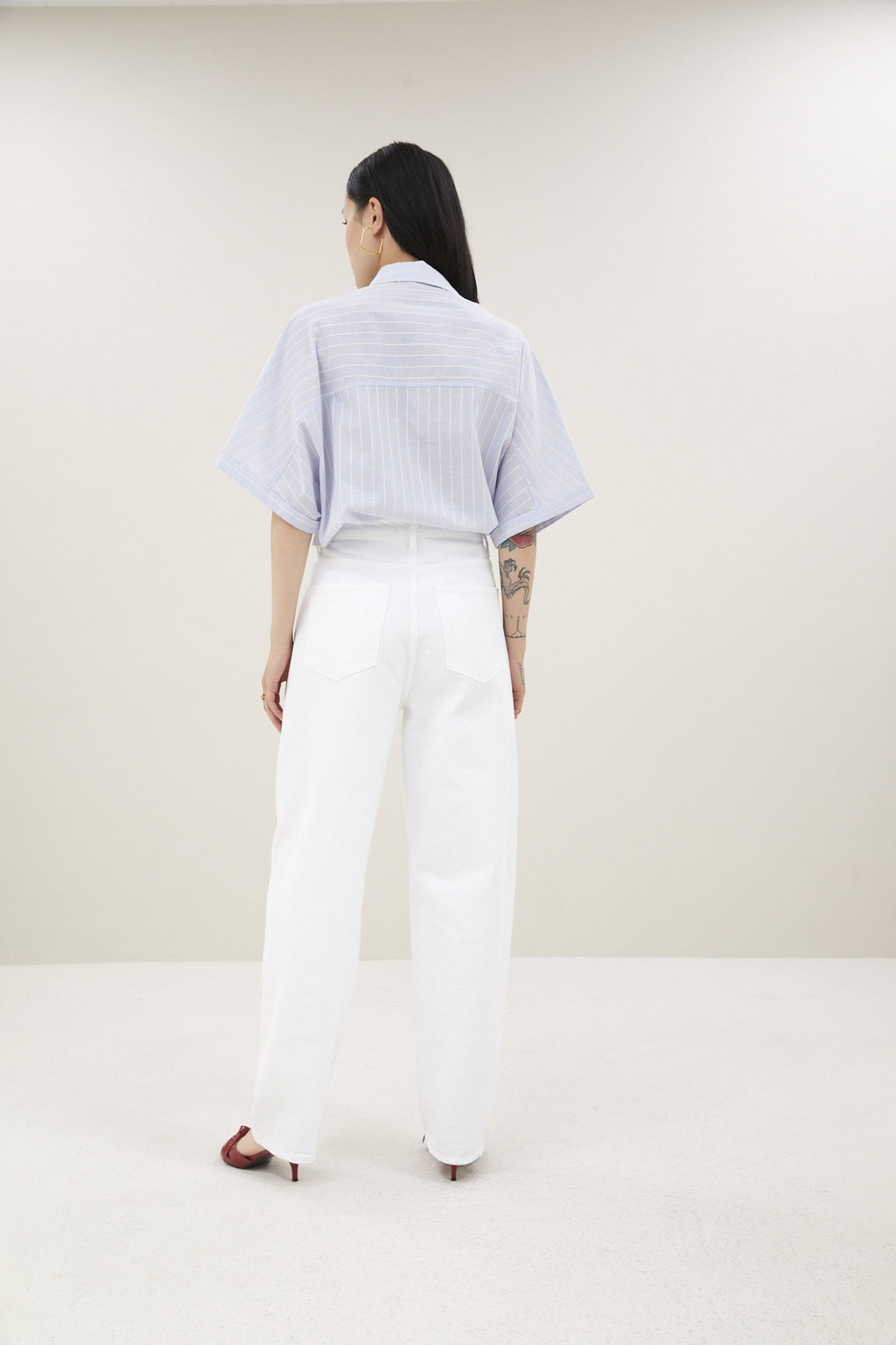 Blouses korte mouw blauw by-bar