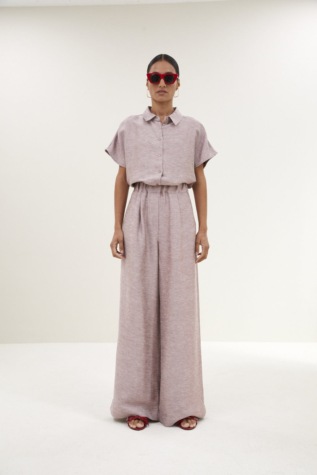 Blouses korte mouw roze by-bar