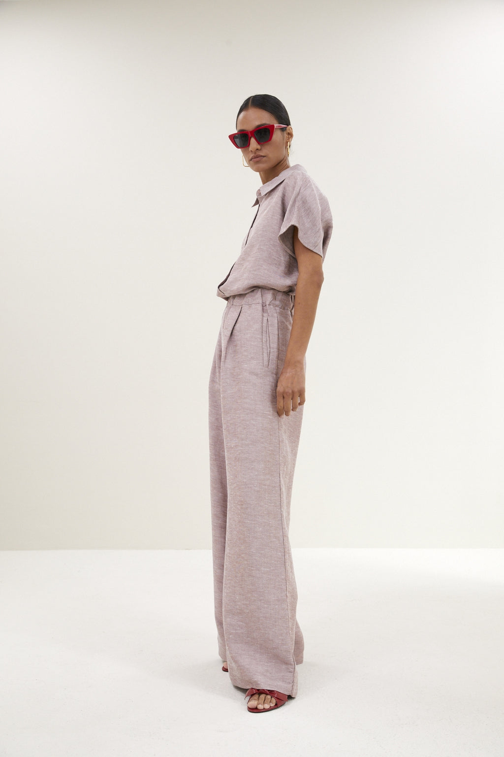 Blouses korte mouw roze by-bar