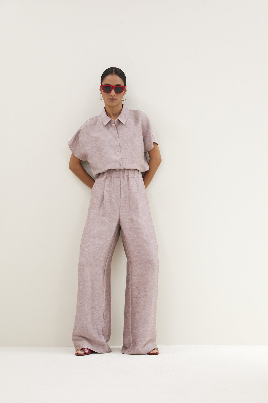 Blouses korte mouw roze by-bar