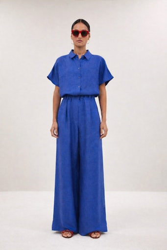 Blouses korte mouw blauw by-bar