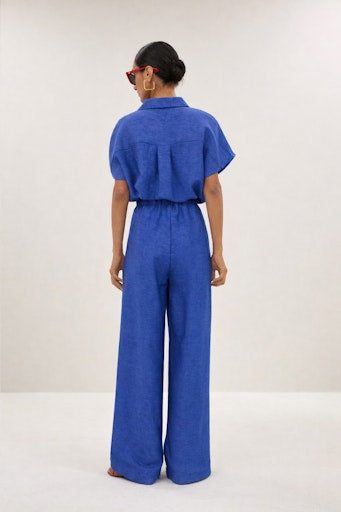 Blouses korte mouw blauw by-bar