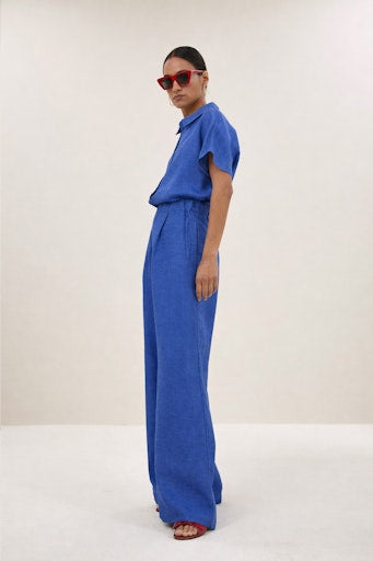 Blouses korte mouw blauw by-bar