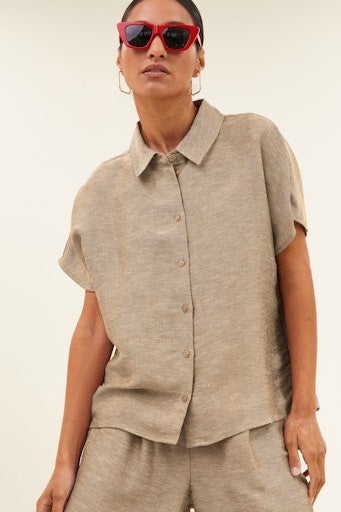 Blouses korte mouw goud by-bar