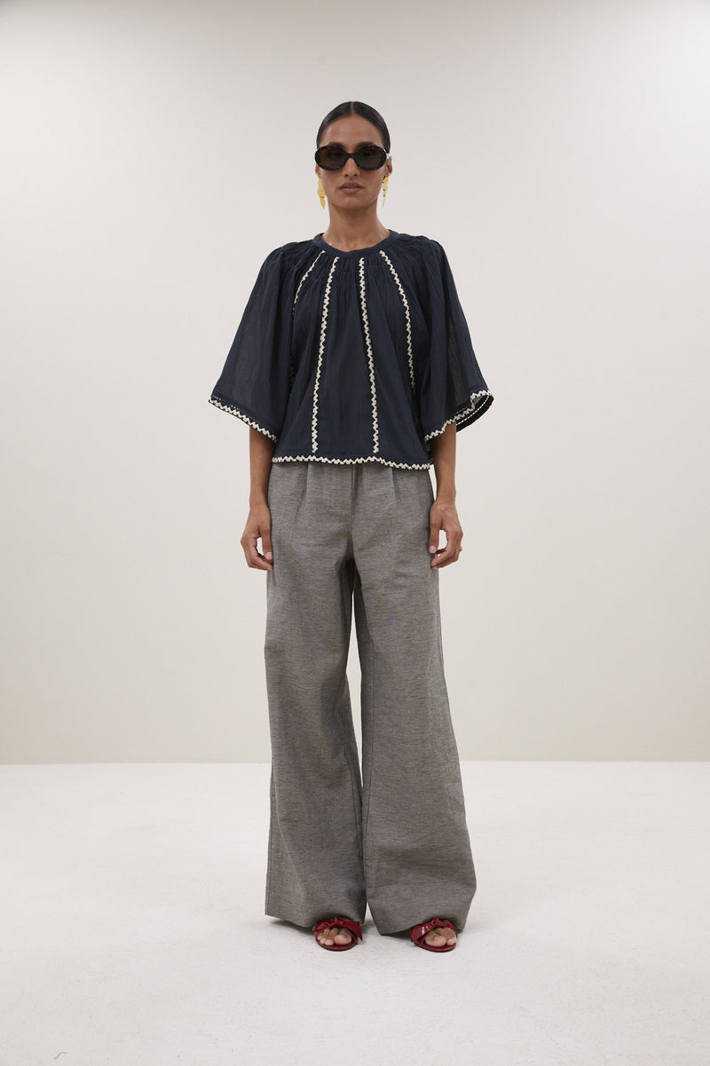 Blouses korte mouw grijs by-bar
