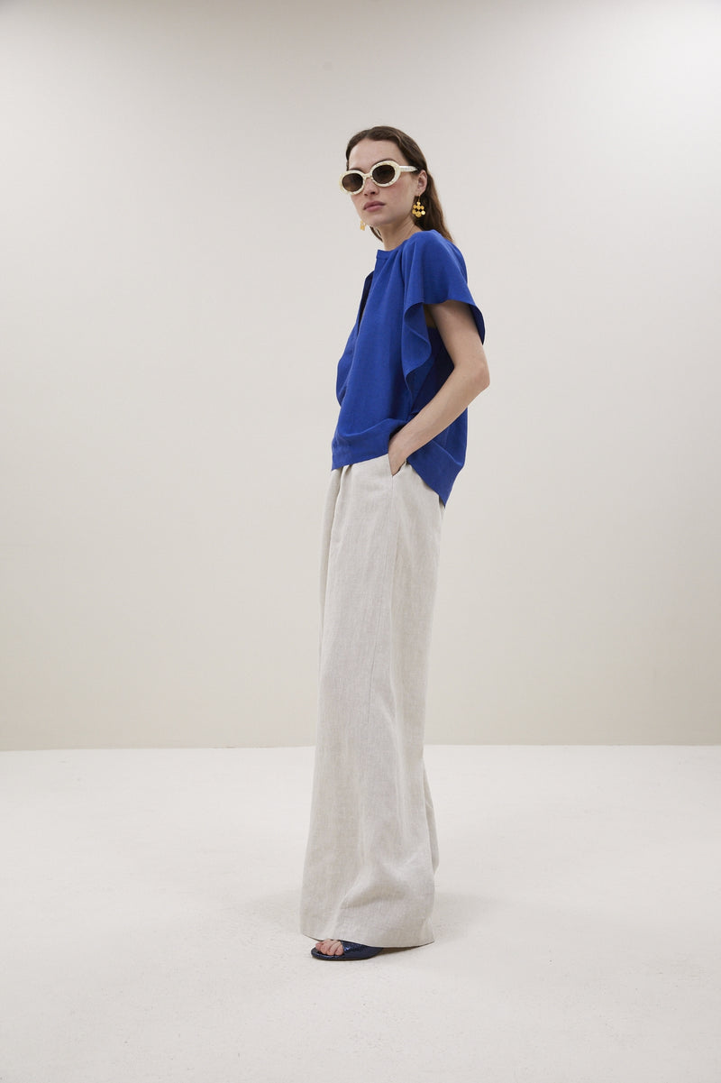 Blouses korte mouw blauw by-bar
