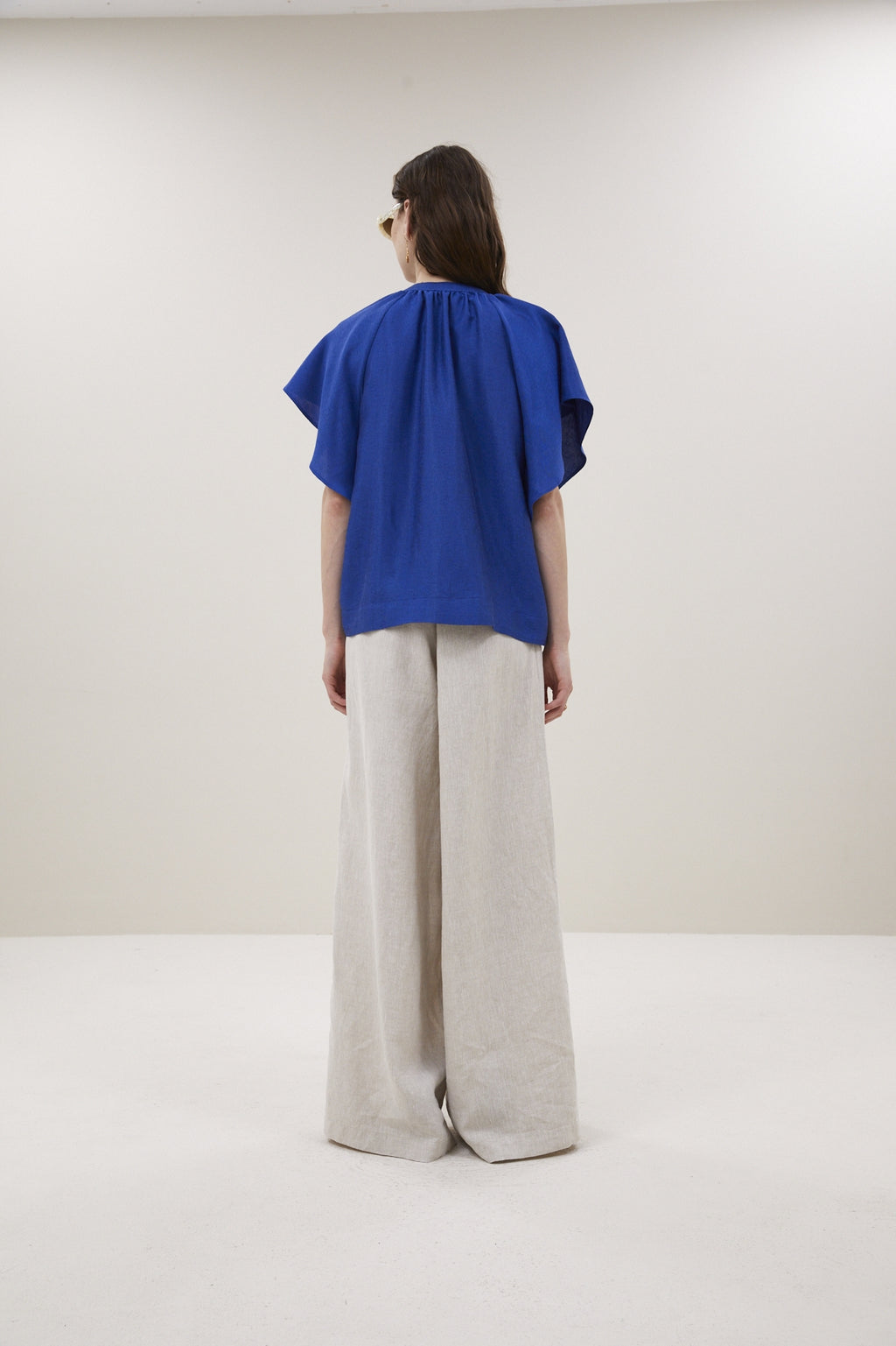 Blouses korte mouw blauw by-bar