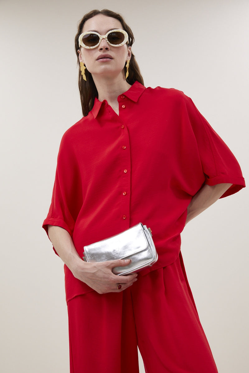 Blouses korte mouw rood by-bar