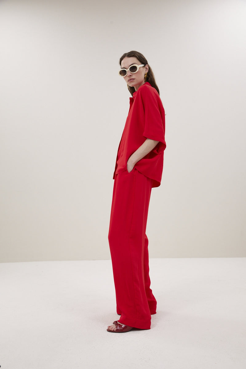 Blouses korte mouw rood by-bar