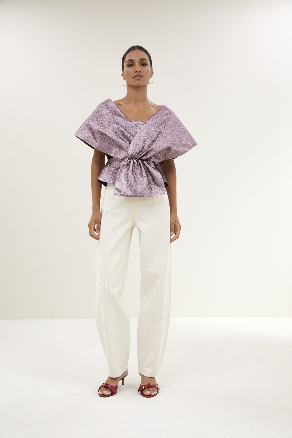 Blouses korte mouw paars by-bar