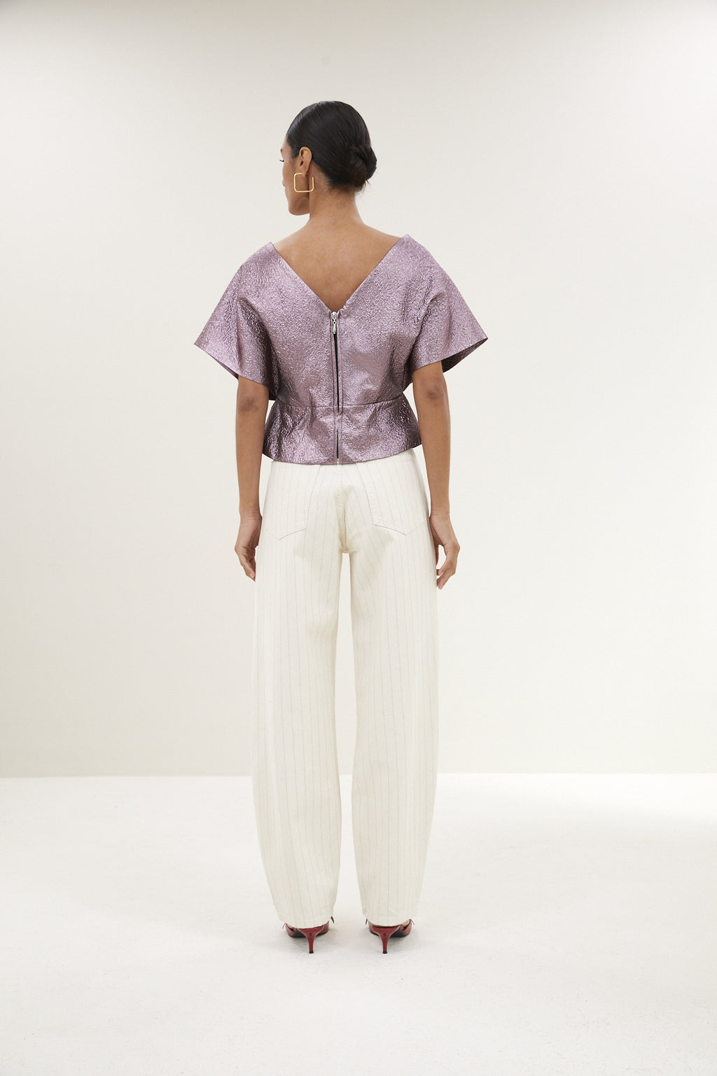 Blouses korte mouw paars by-bar