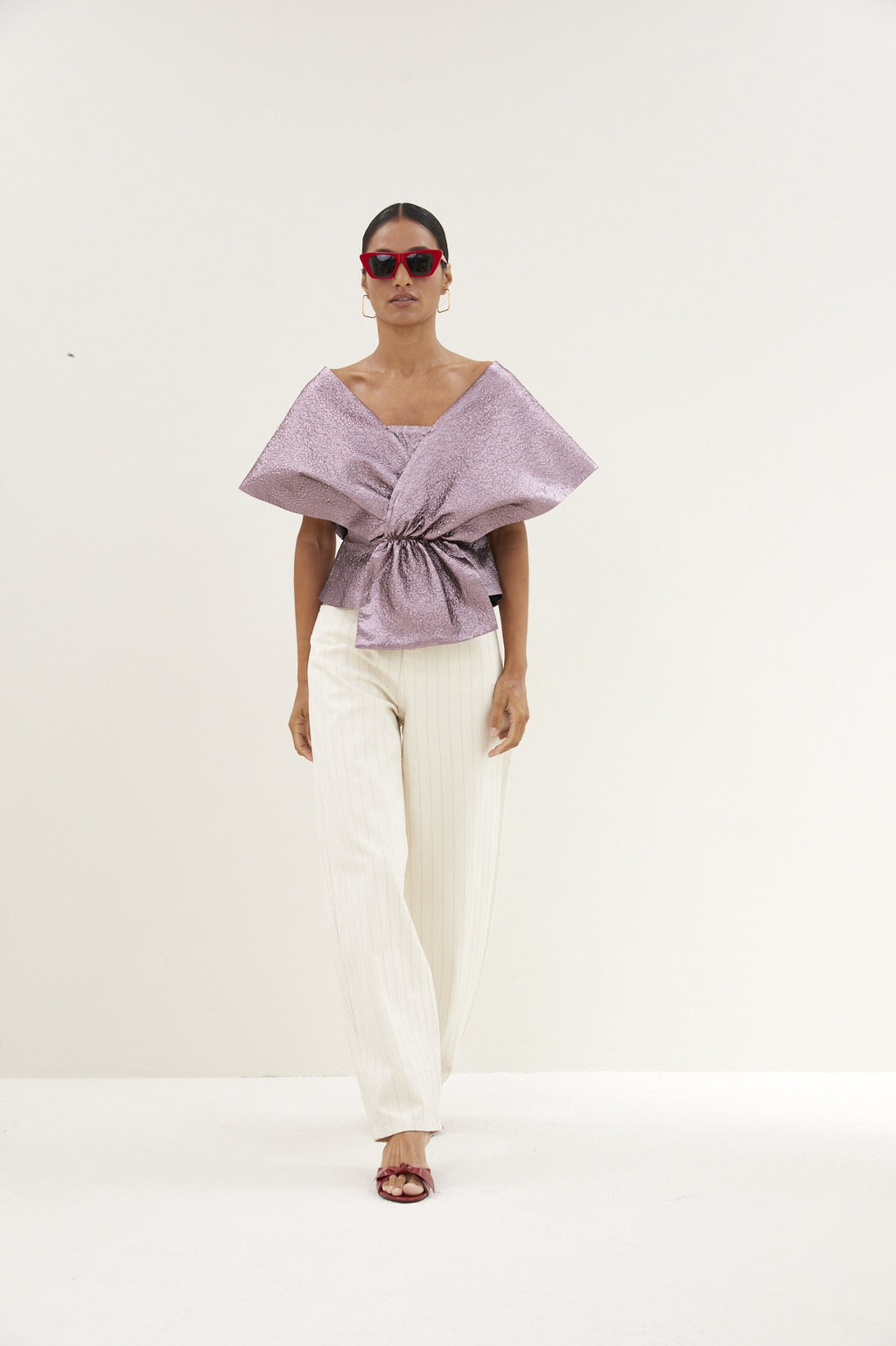 Blouses korte mouw paars by-bar