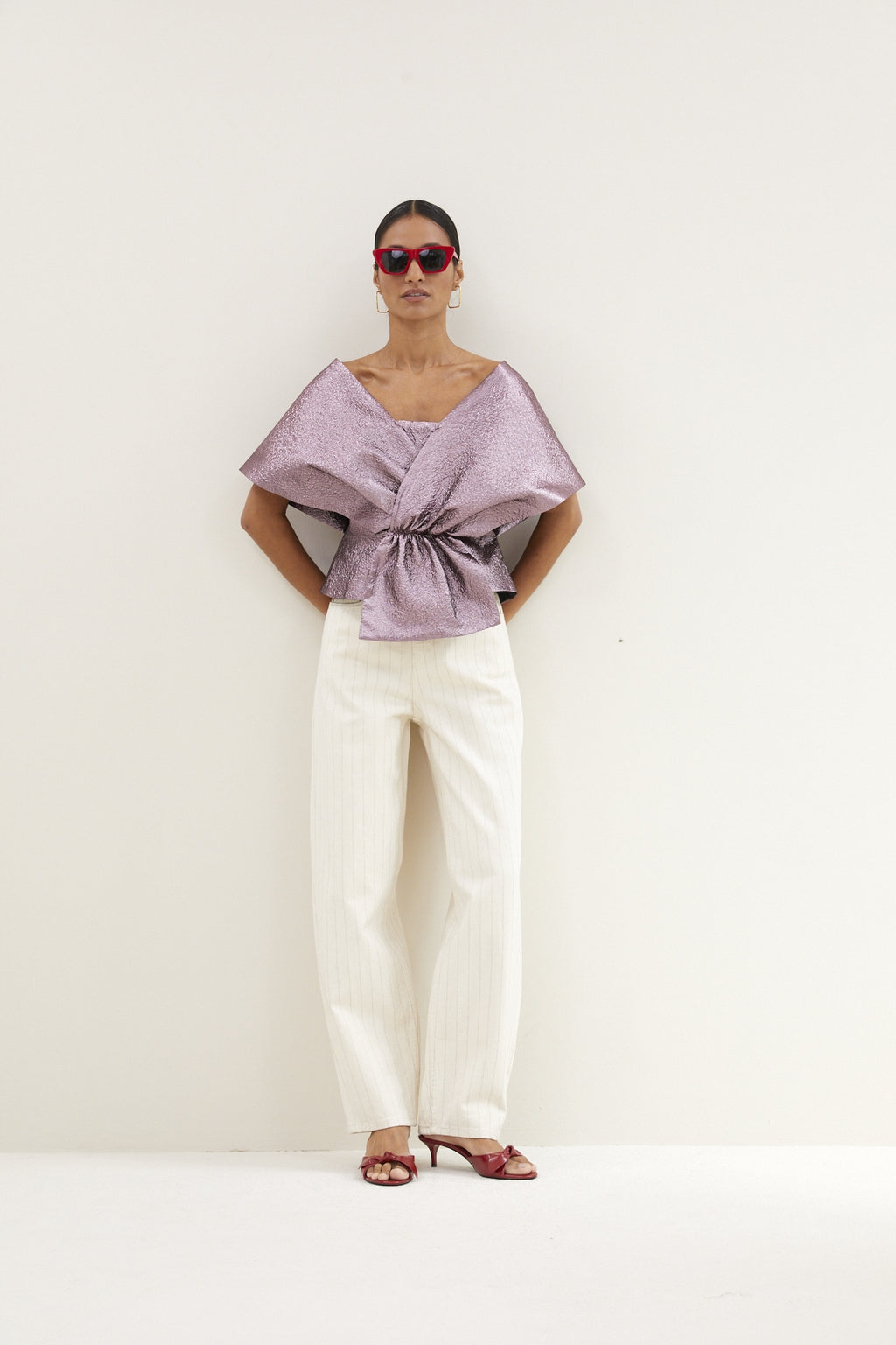 Blouses korte mouw paars by-bar