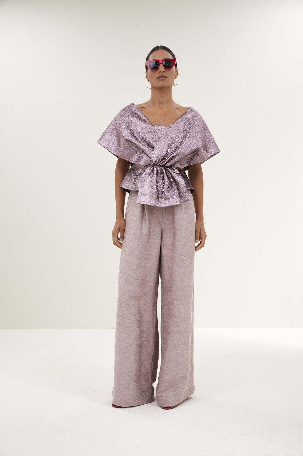 Blouses korte mouw paars by-bar