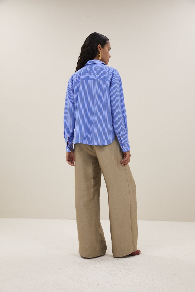 Blouses lange mouw blauw by-bar