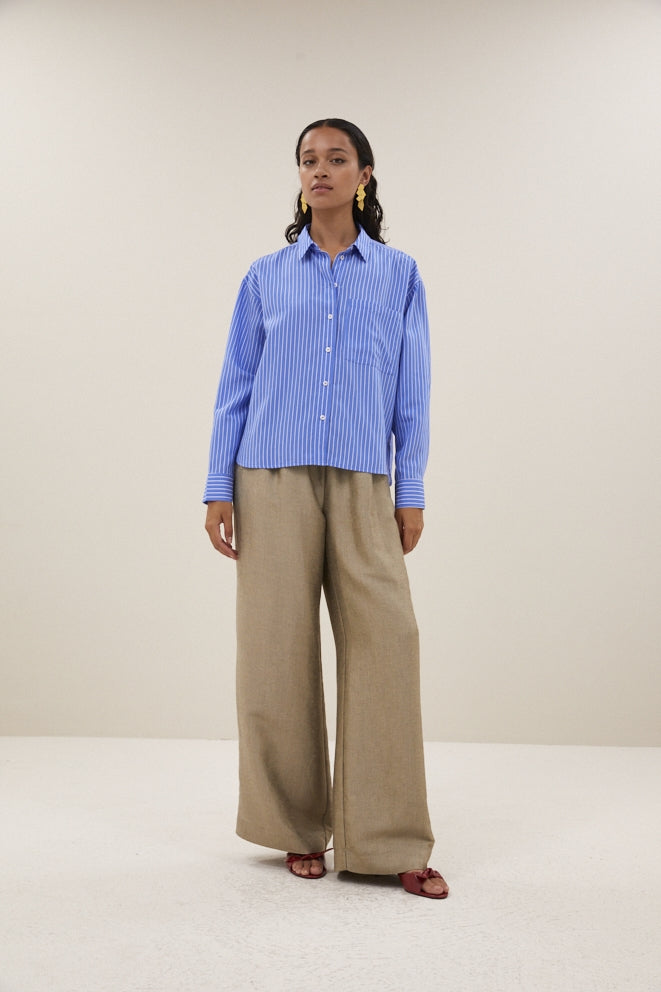 Blouses lange mouw blauw by-bar