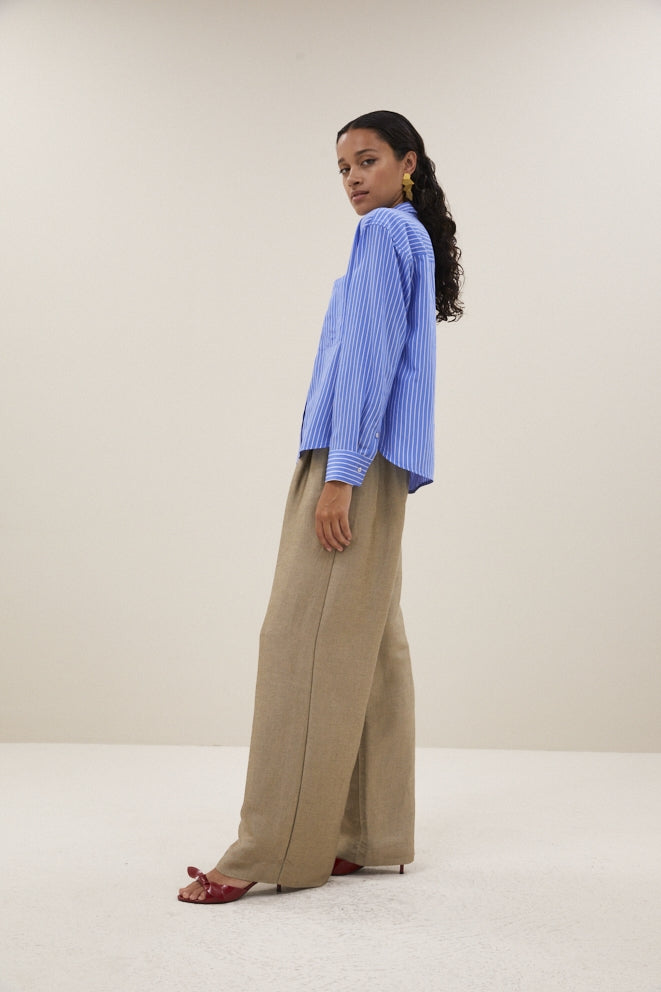 Blouses lange mouw blauw by-bar