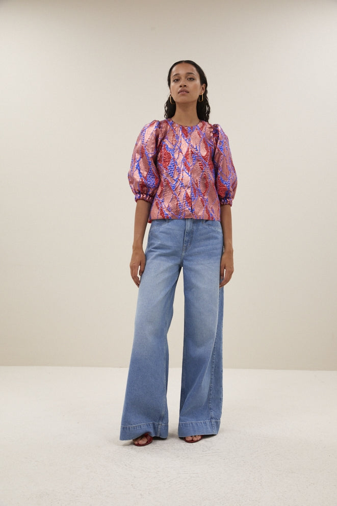 Blouses korte mouw roze by-bar