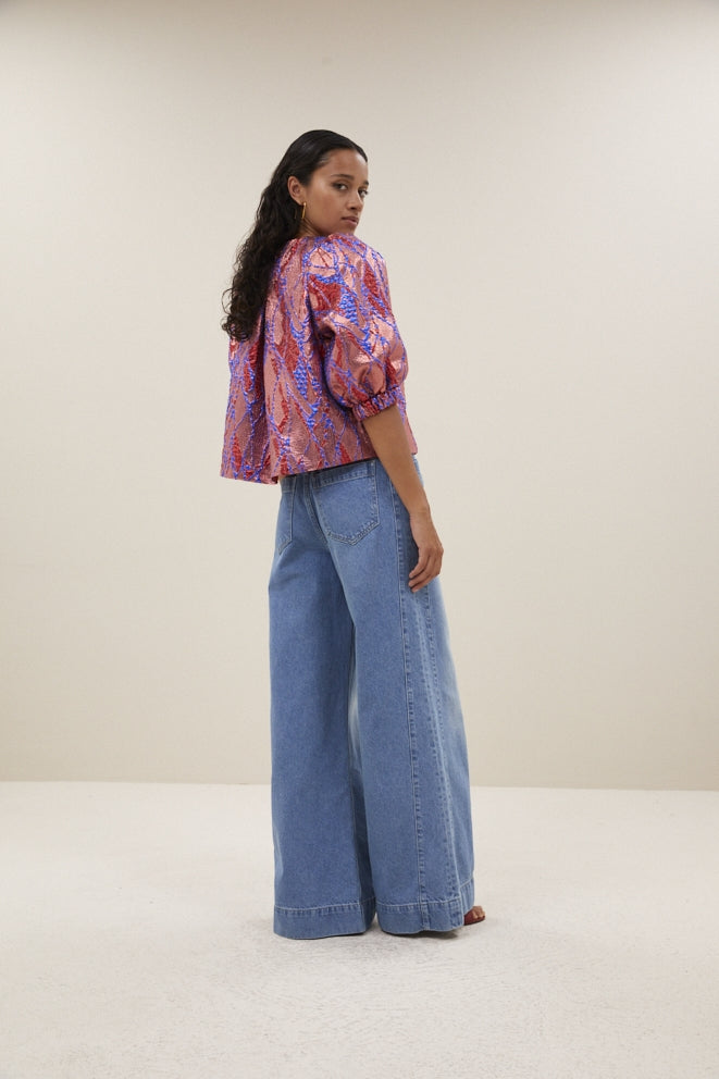 Blouses korte mouw roze by-bar