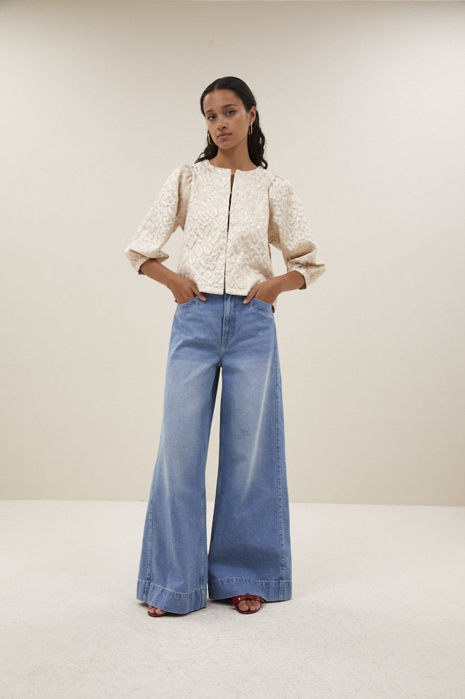 Blouses korte mouw beige by-bar