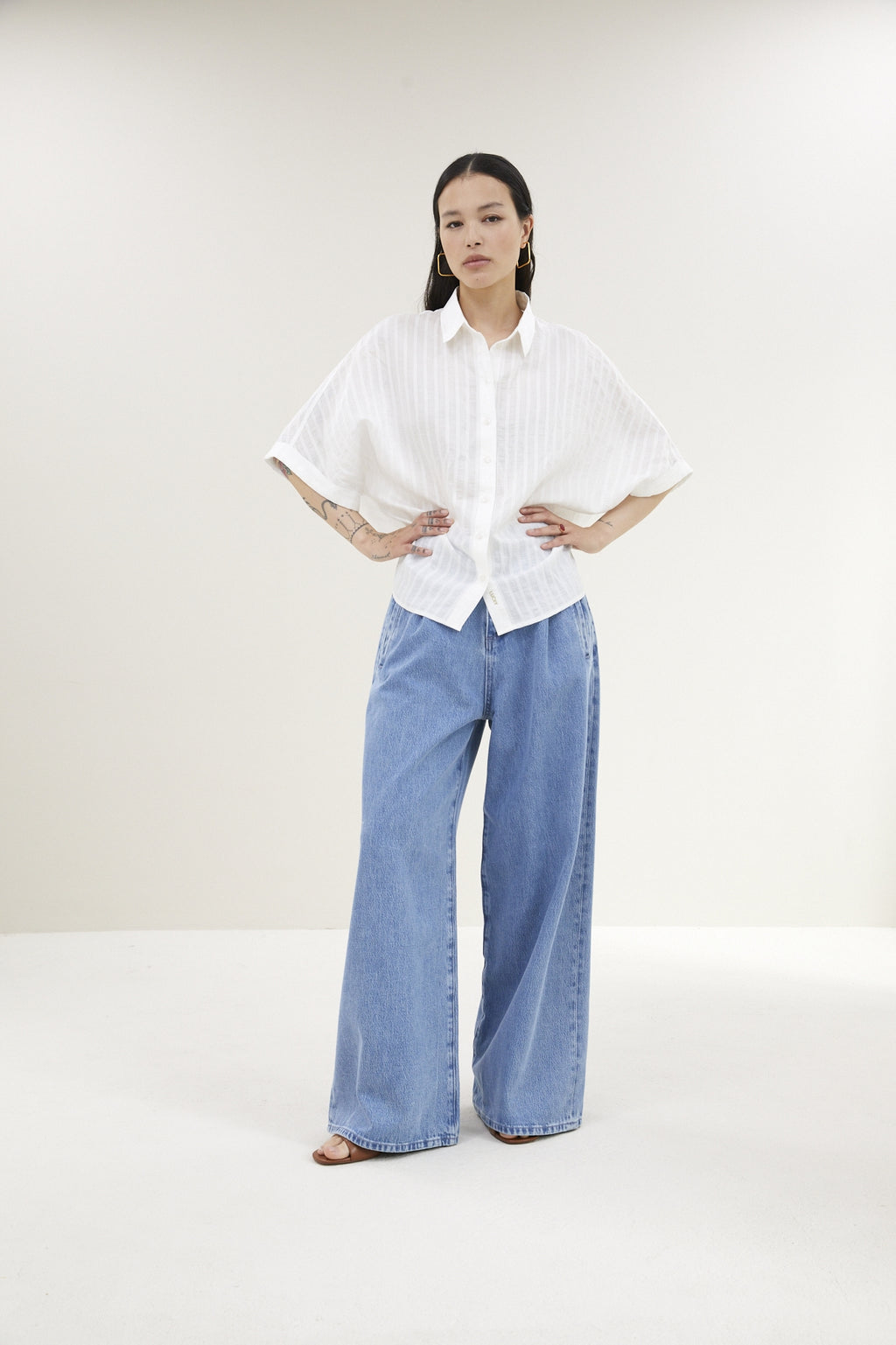 Blouses korte mouw wit by-bar