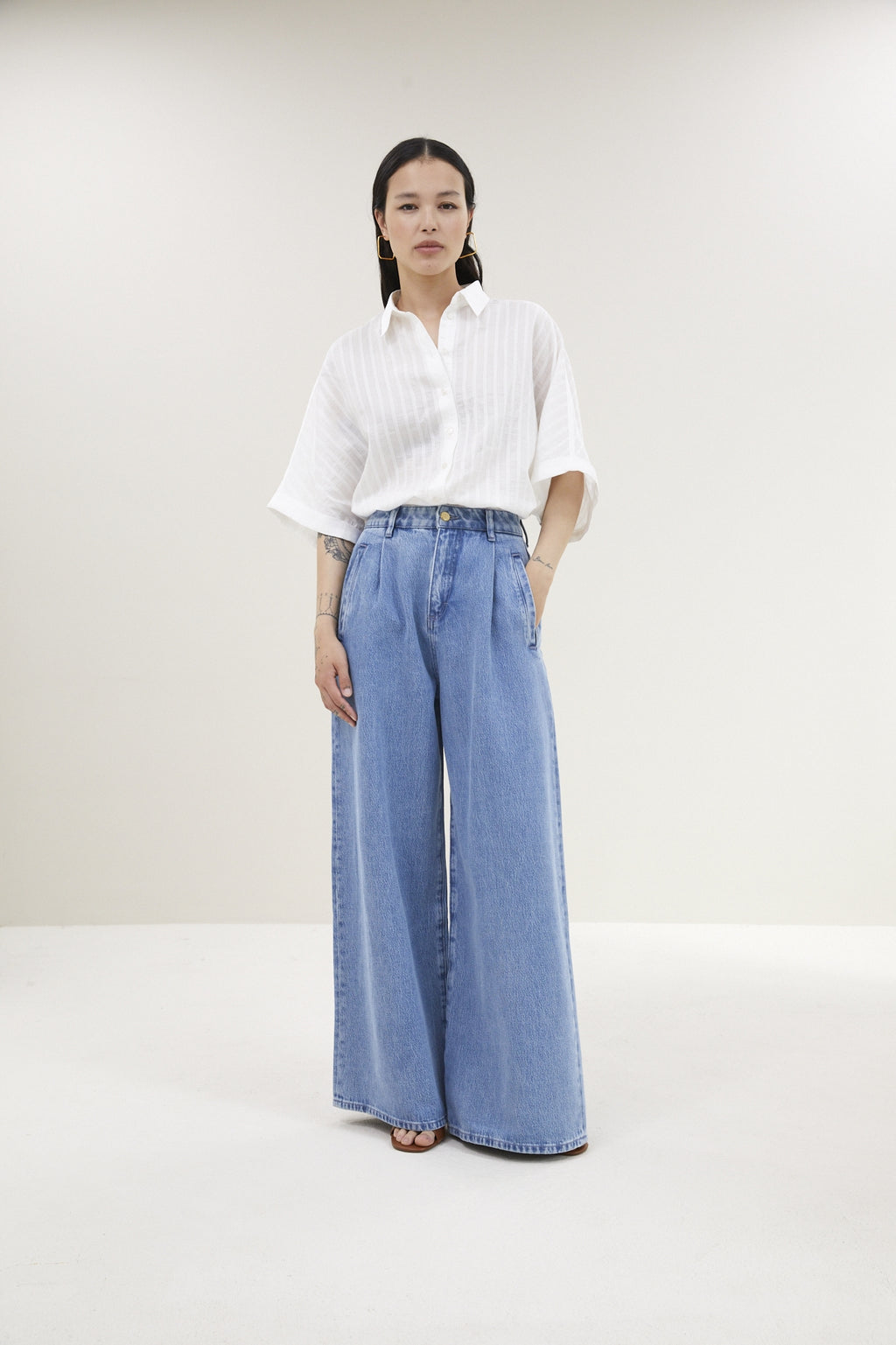 Blouses korte mouw wit by-bar