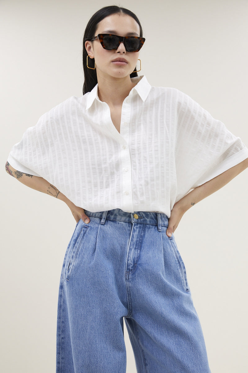 Blouses korte mouw wit by-bar