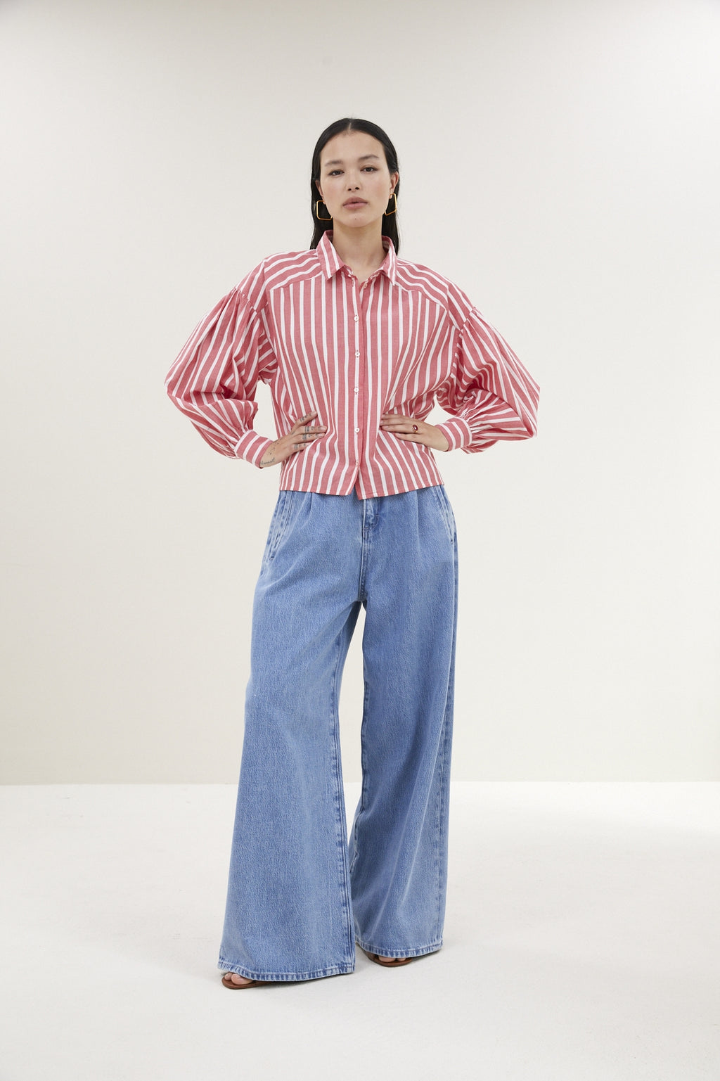 Blouses lange mouw rood by-bar