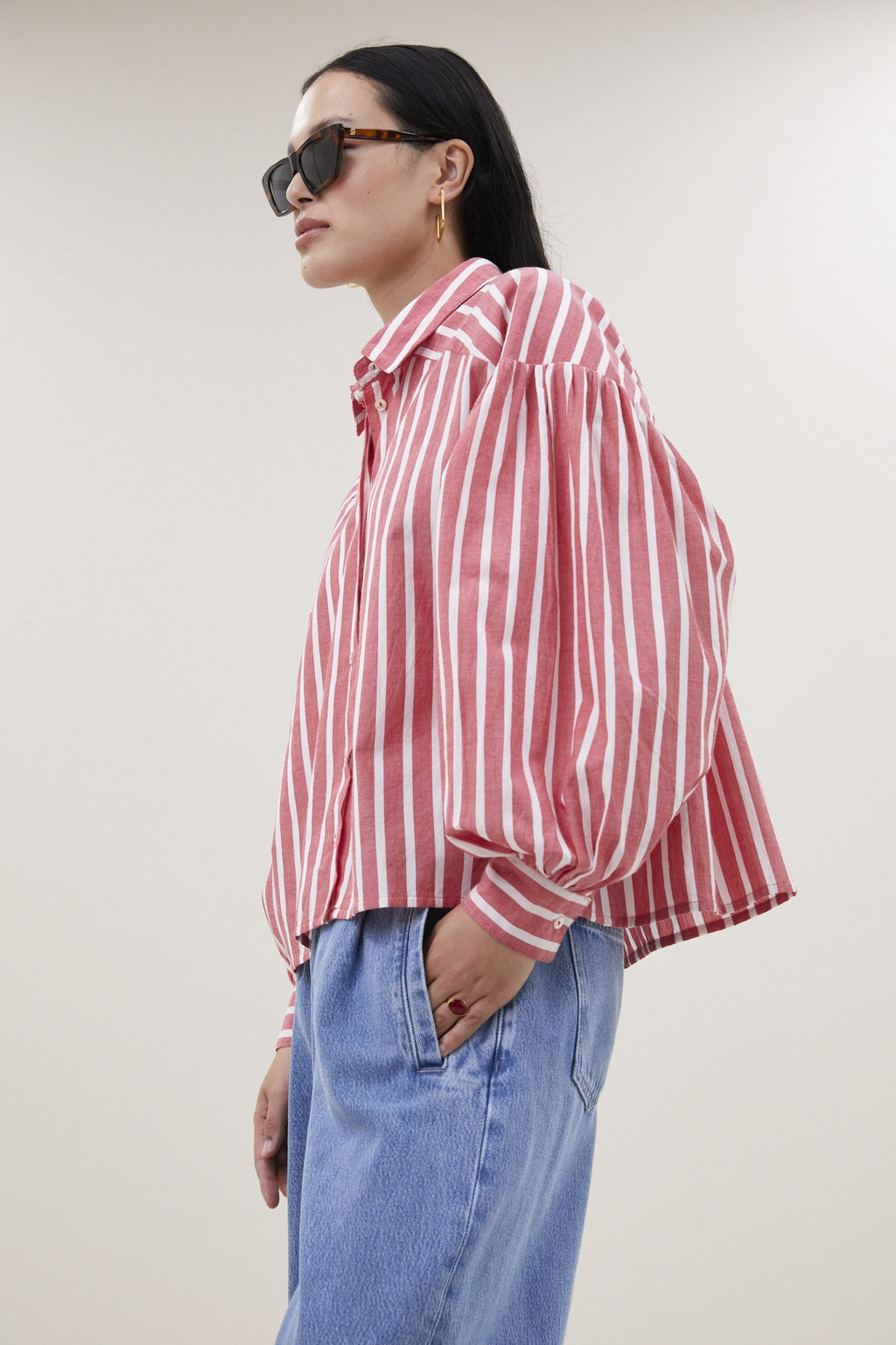 Blouses lange mouw rood by-bar