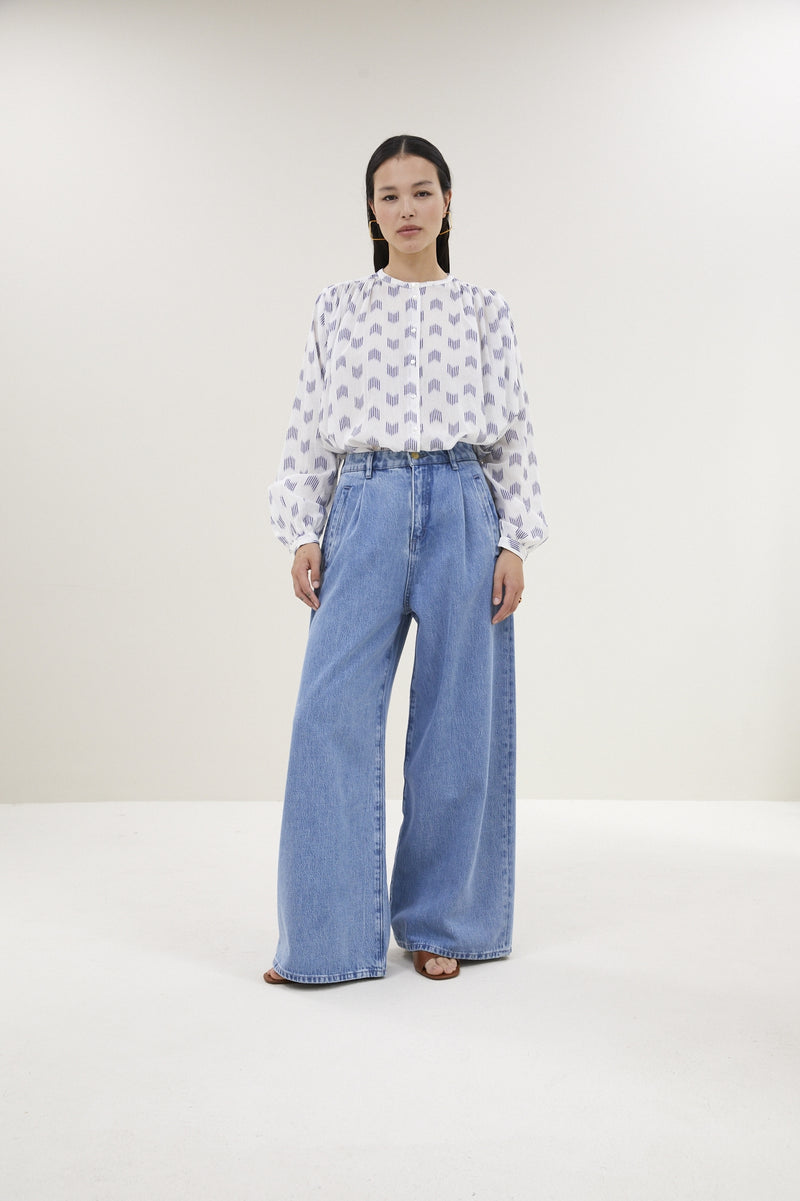 Blouses lange mouw wit by-bar