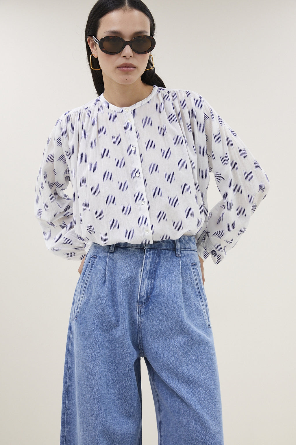 Blouses lange mouw wit by-bar