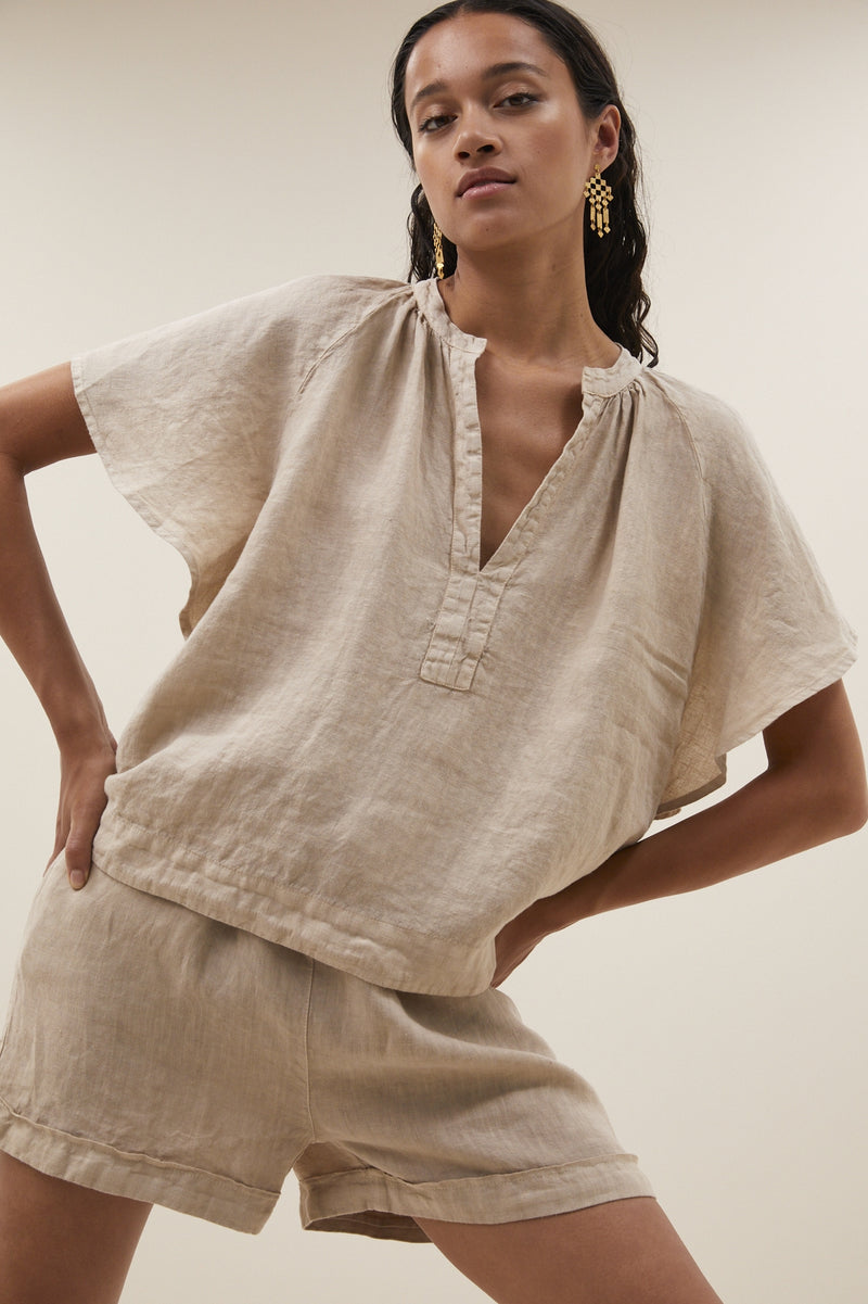 Blouses korte mouw bruin by-bar