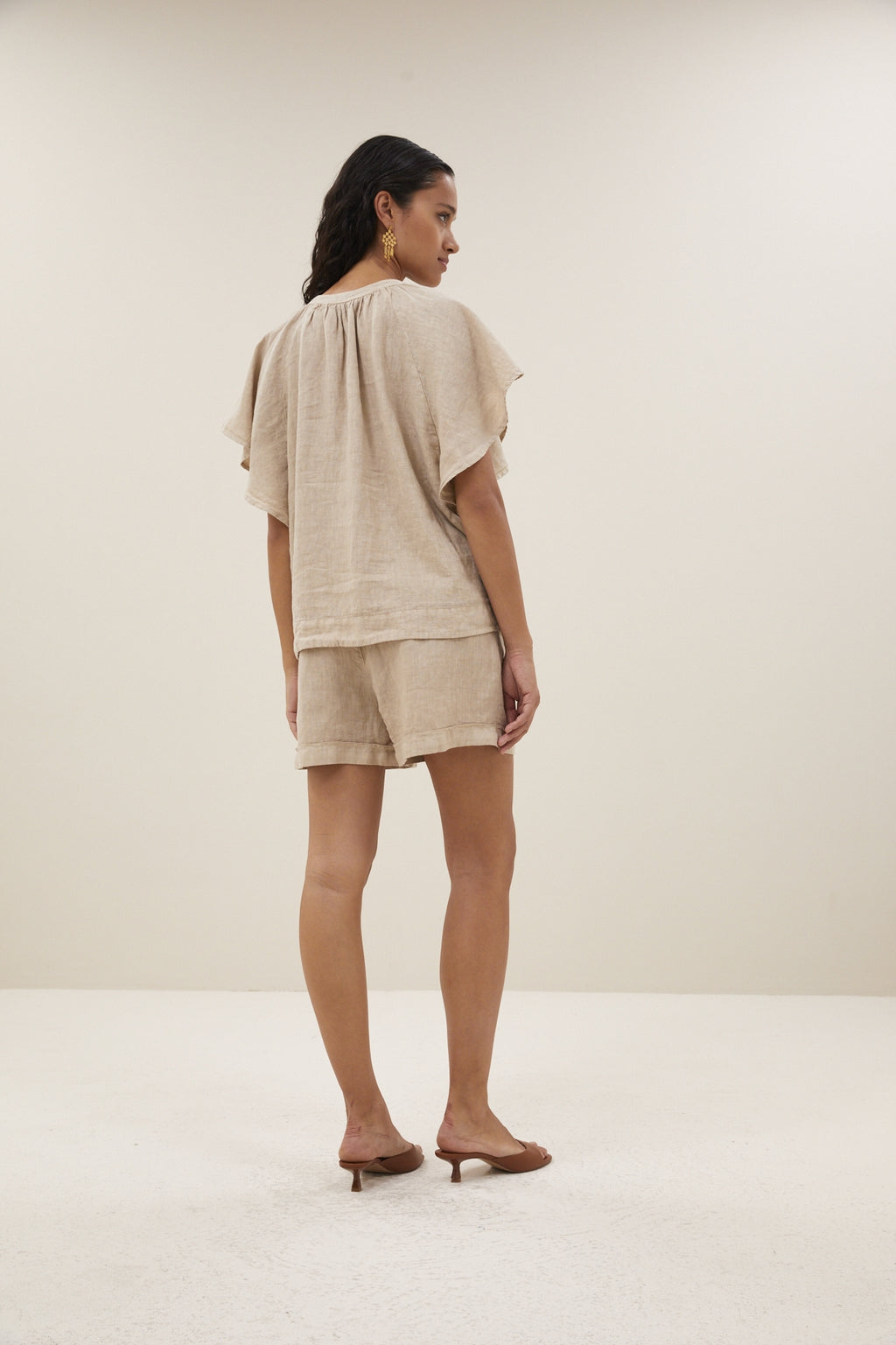Blouses korte mouw bruin by-bar