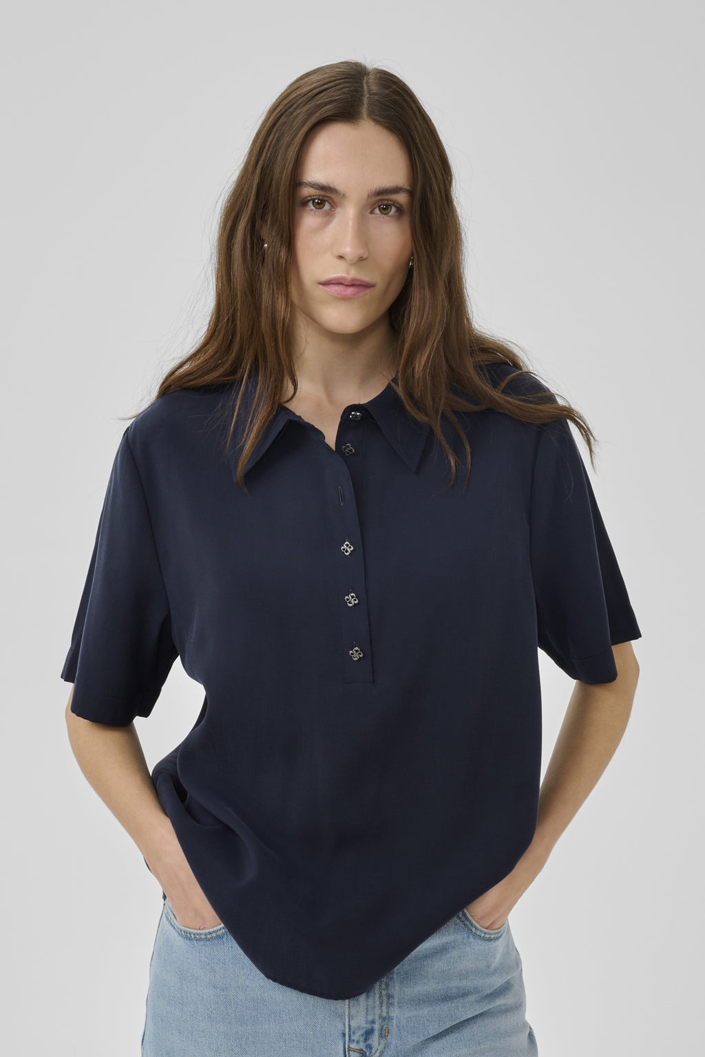 Blouses korte mouw navy My Essential Wardrobe