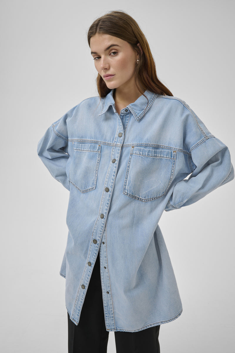 Jurken lange mouw blauw My Essential Wardrobe