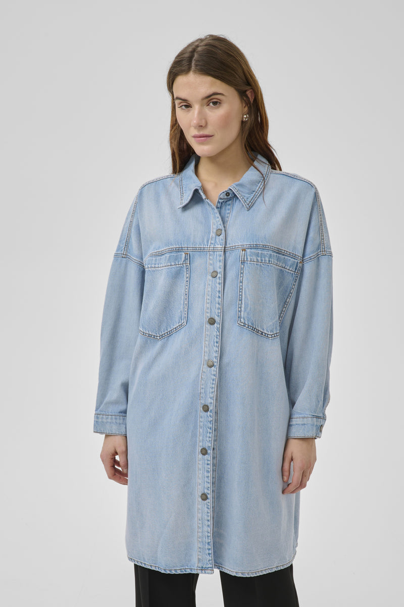 Jurken lange mouw blauw My Essential Wardrobe