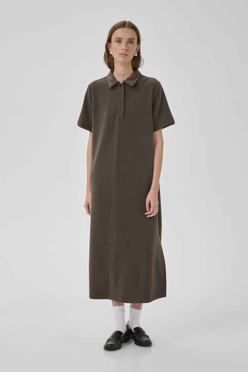 Jurken korte mouw bruin My Essential Wardrobe