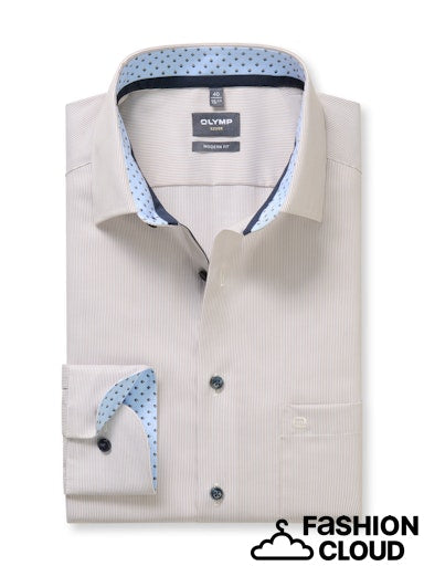 Hemden lange mouw bruin OLYMP