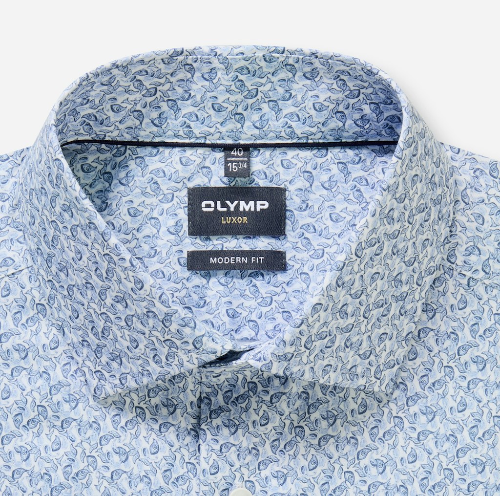 Hemden lange mouw blauw OLYMP
