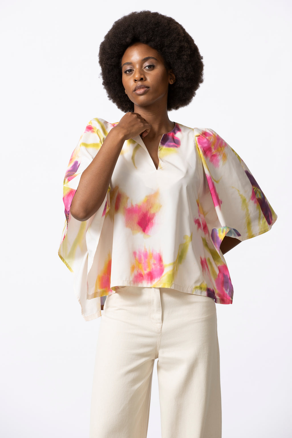 Blouses korte mouw beige Gigue