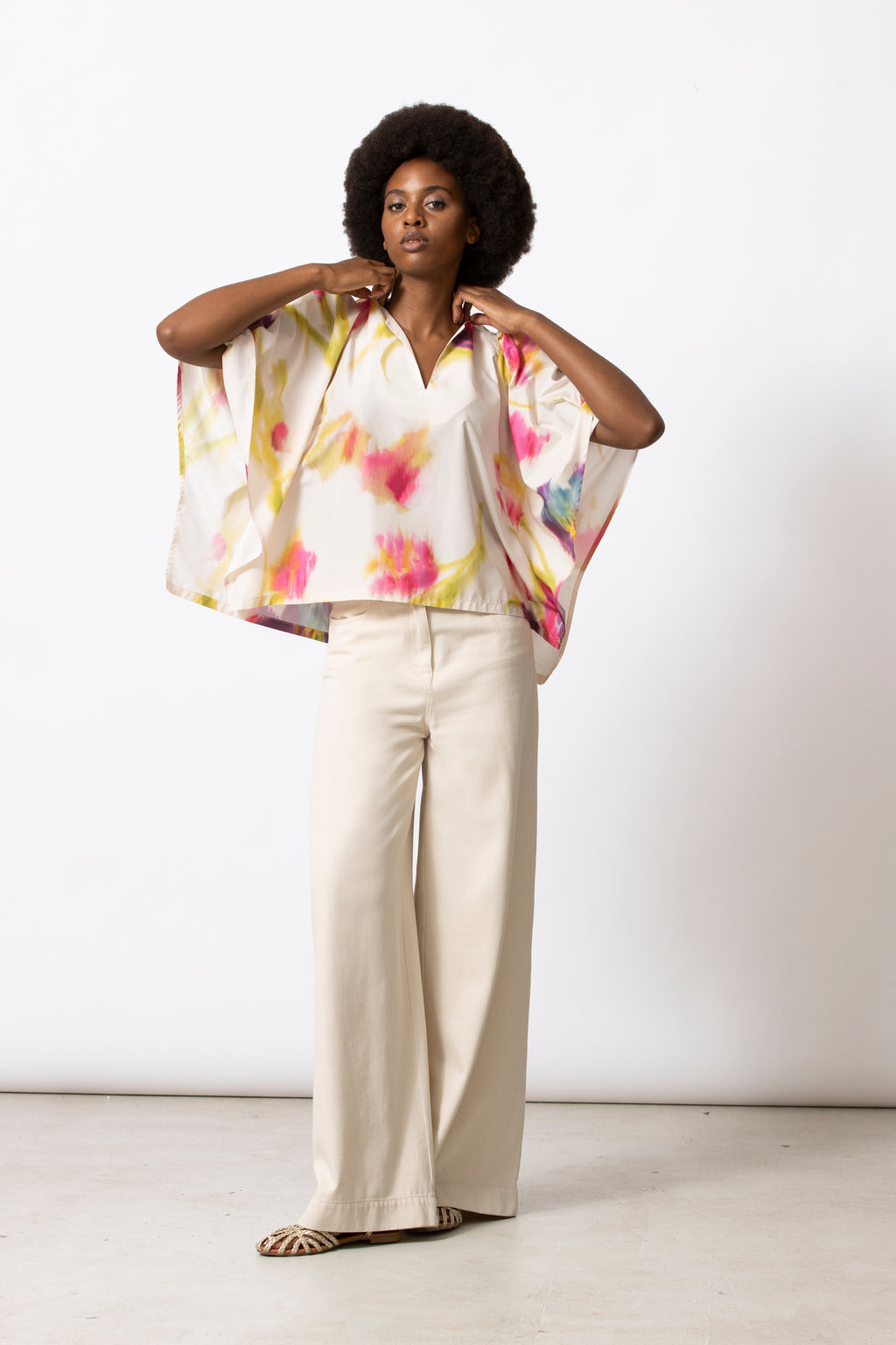 Blouses korte mouw beige Gigue