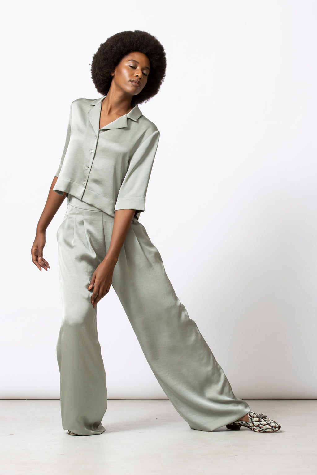 Blouses korte mouw groen Gigue